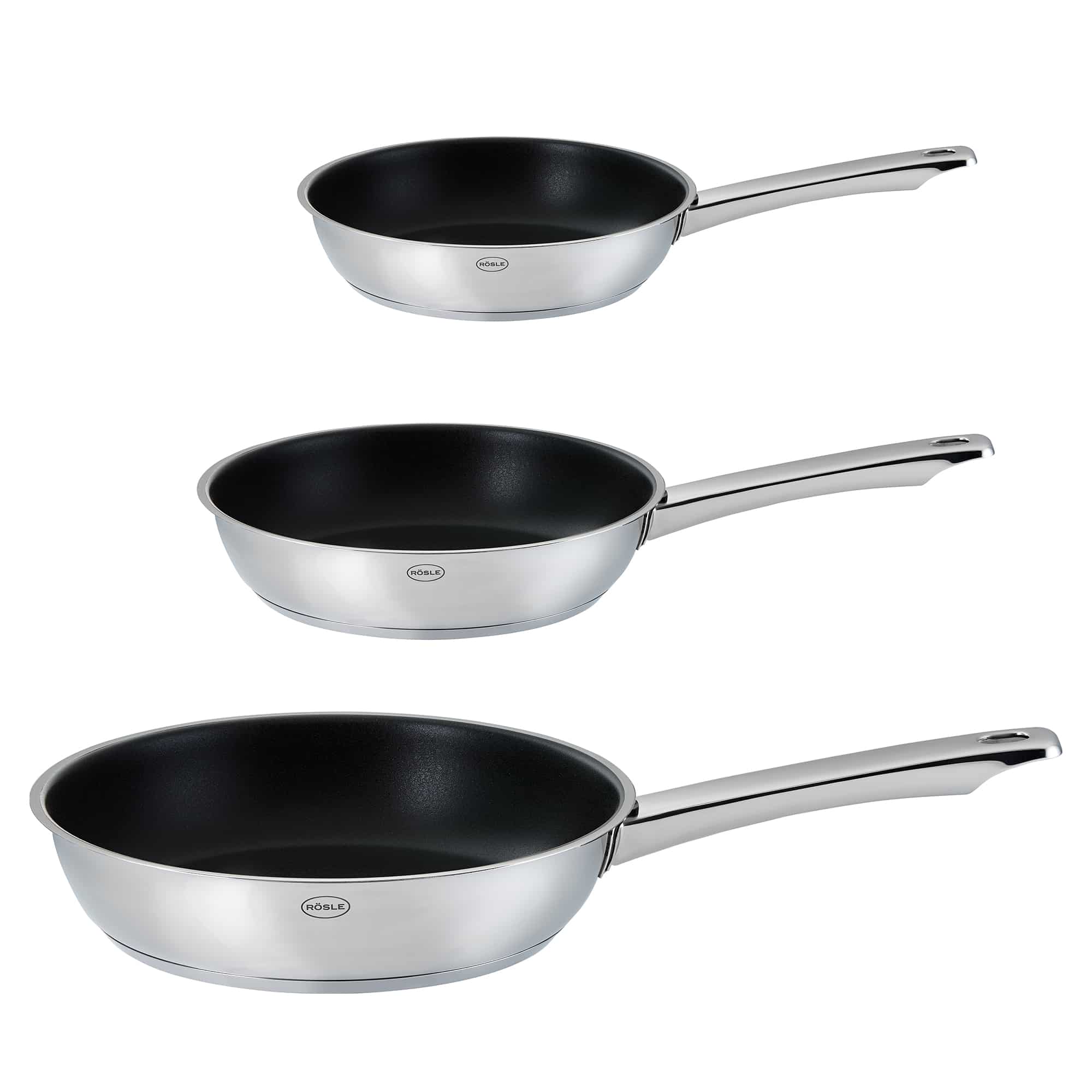 Set 3 tigai, Ø 20/24/28 cm, otel inoxidabil, Rosle, Moments