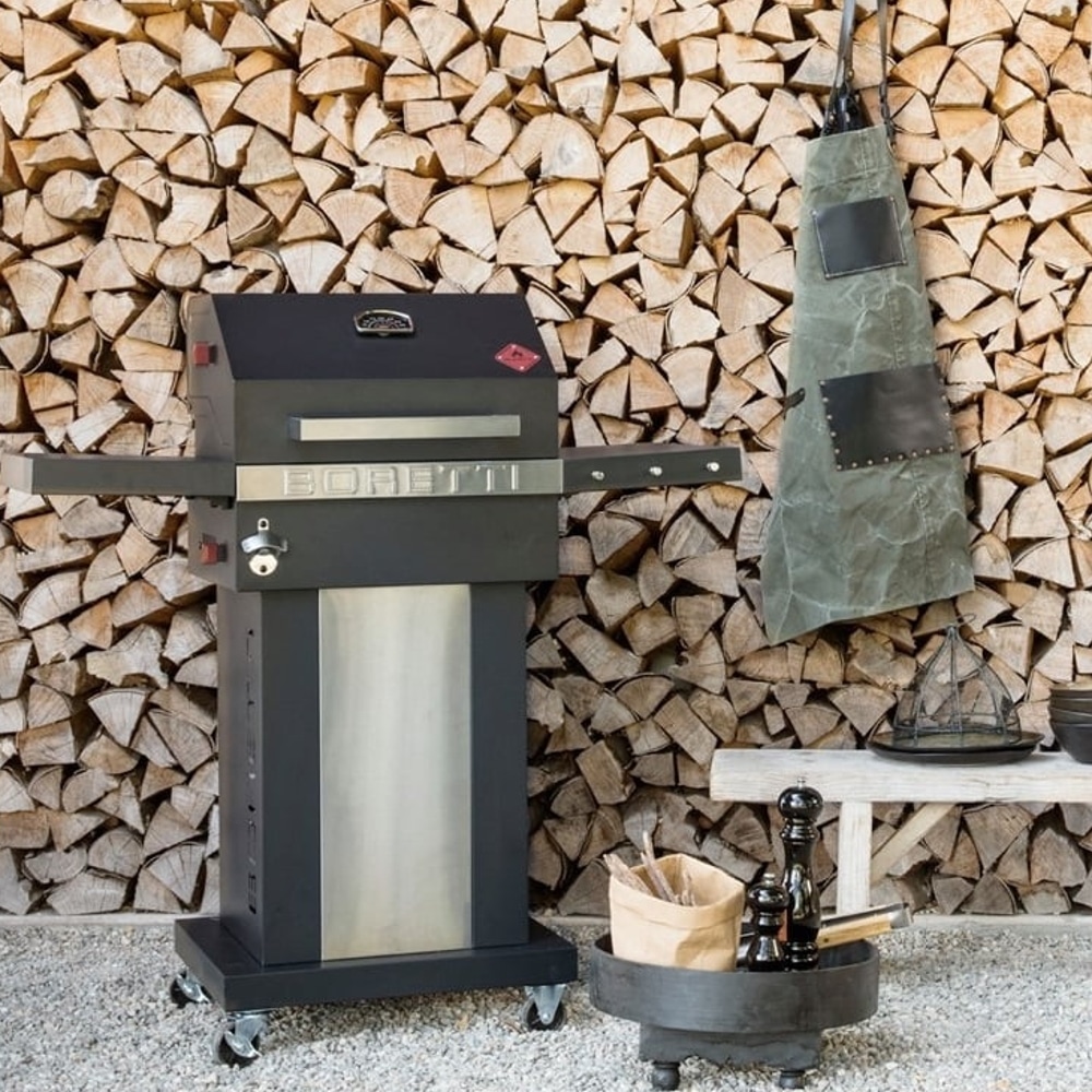 Gratar pe carbuni si termometru integrat, Boretti, Totti, 44x39 cm, antracit