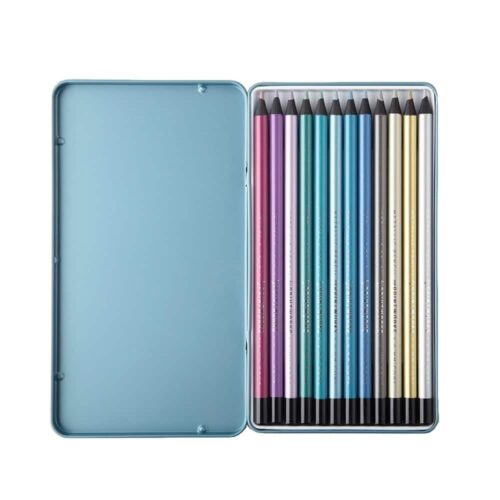 Set 12 creioane colorate metalizate, Printworks, Metallic, multicolor