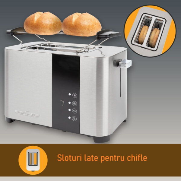Prajitor de paine, Proficook, PC-TA1250, 2 felii, 850 W, inox