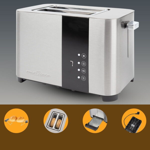 Prajitor de paine, Proficook, PC-TA1250, 2 felii, 850 W, inox