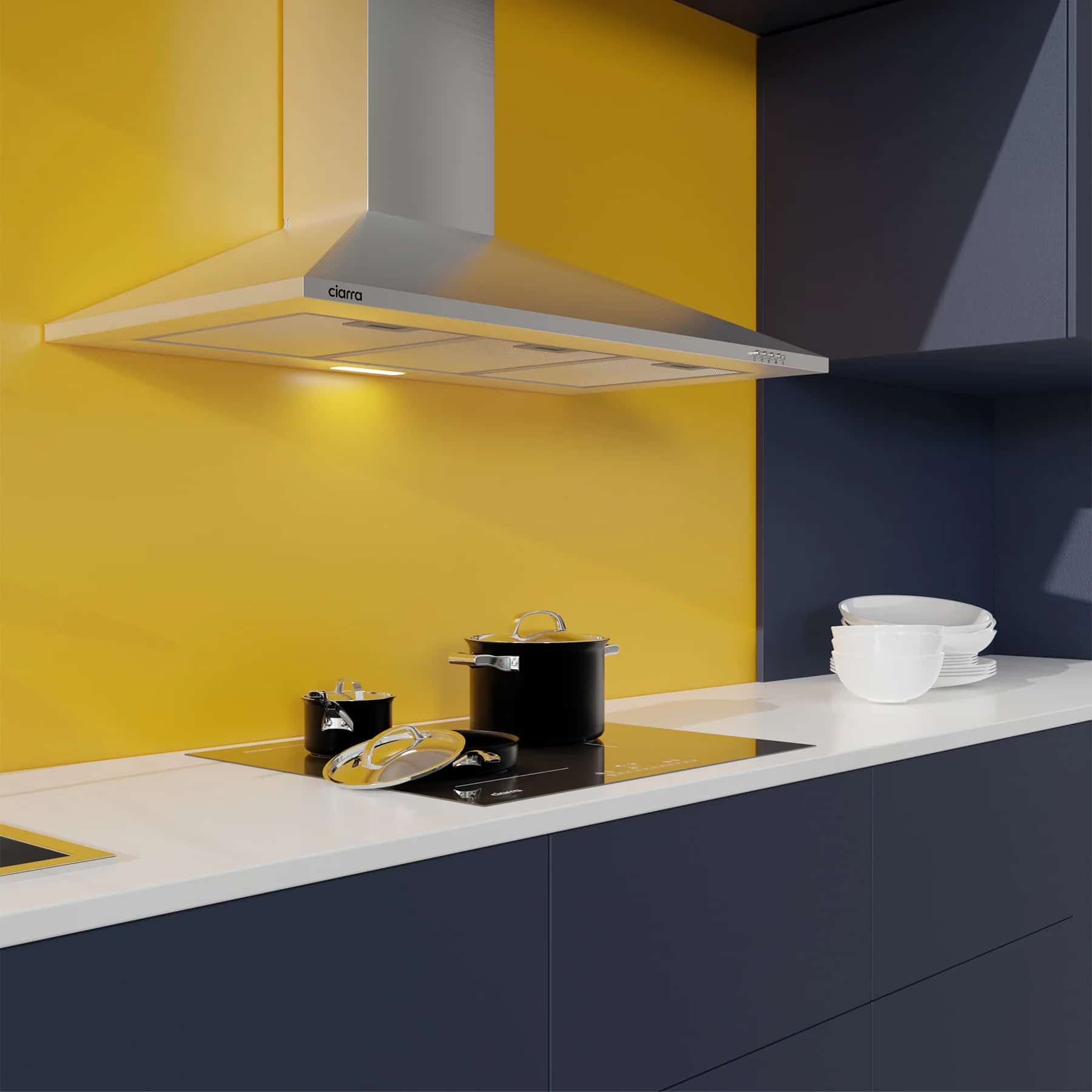 Hota de perete, Ciarra, CBCS9201, 370 m³/h, 90 cm, inox