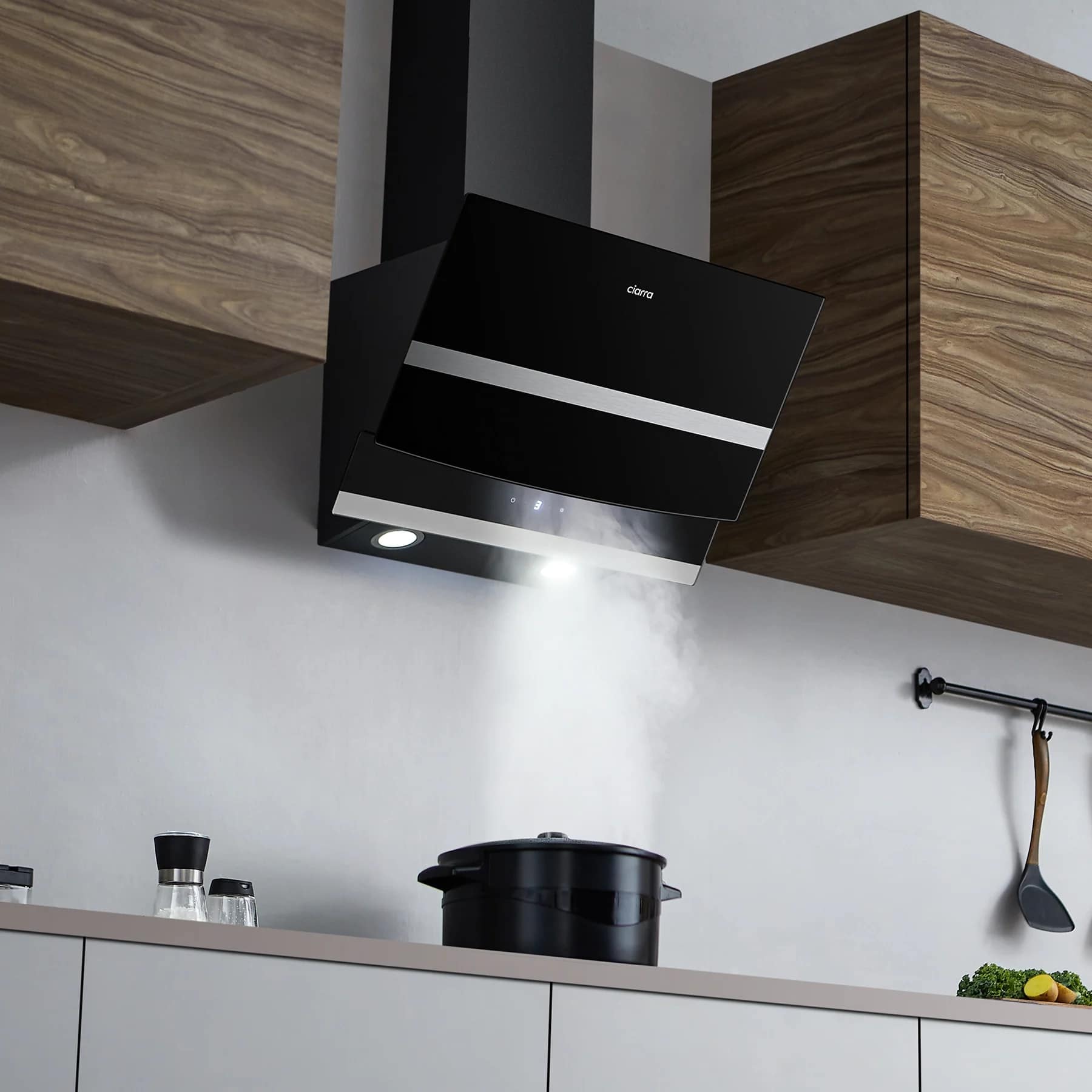 Hota decorativa, Ciarra, CBCB6736N, 650 m³/h, 60 cm, negru