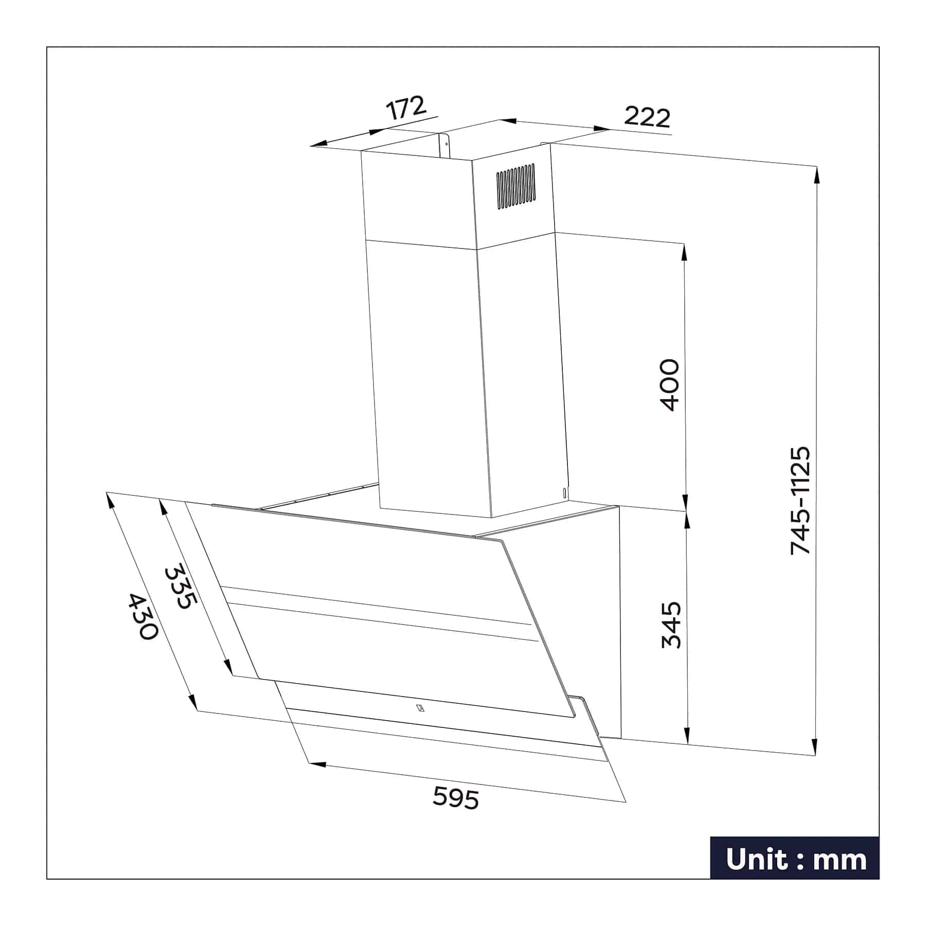 Hota decorativa, Ciarra, CBCW6736N-OW, 650 m³/h, 60 cm, alb