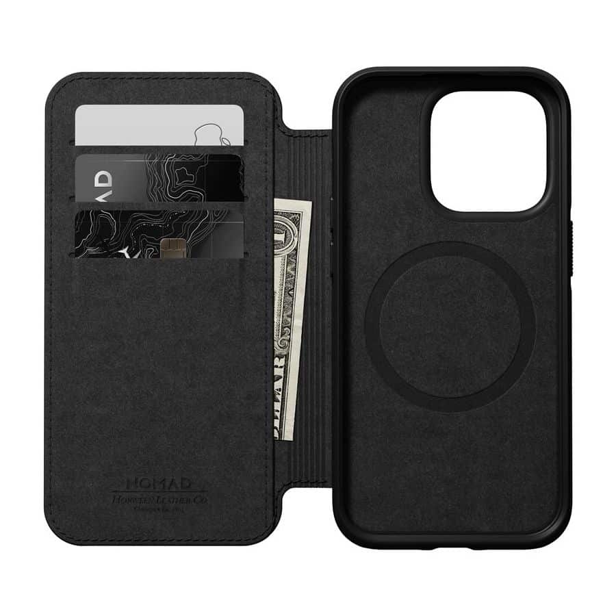 Husa telefon tip carte Iphone 14 Pro Folio, Nomad - NM01231585, negru
