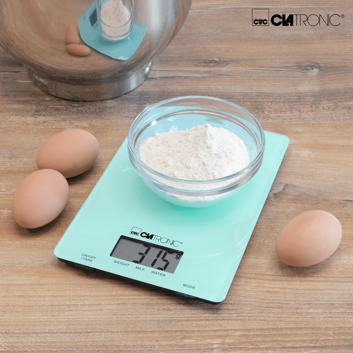 Cantar de bucatarie digital, Clatronic, Rock'n'Retro, 5 kg, verde pastel