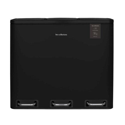 Cos de gunoi cu pedala, Les Collectors, N988, 18+18+18 litri, 3 compartimente, negru mat
