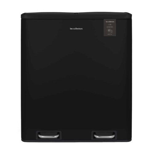 Cos de gunoi cu pedala, Les Collectors, N910, 30 litri, 2 compartimente, negru mat