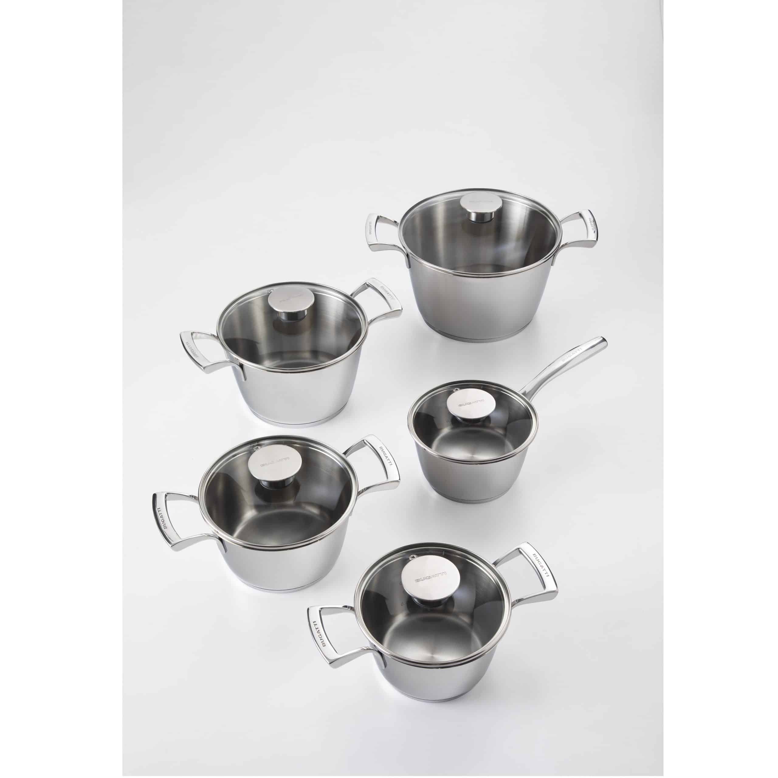 Set oale de gatit cu capac, otel inoxidabil, 10 piese, Casa Bugatti, ZP-CIS10