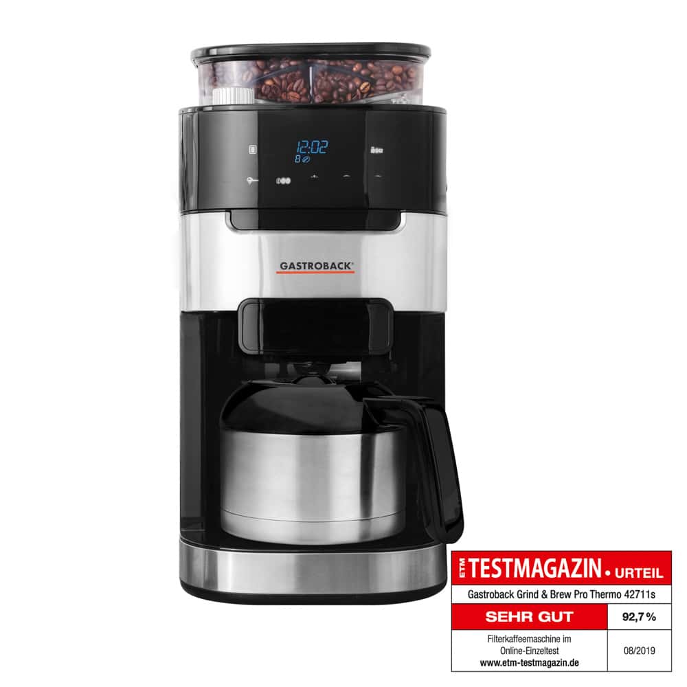 Cafetiera cu rasnita, Gastroback, Grind&Brew Pro Thermo, 8 cani, negru