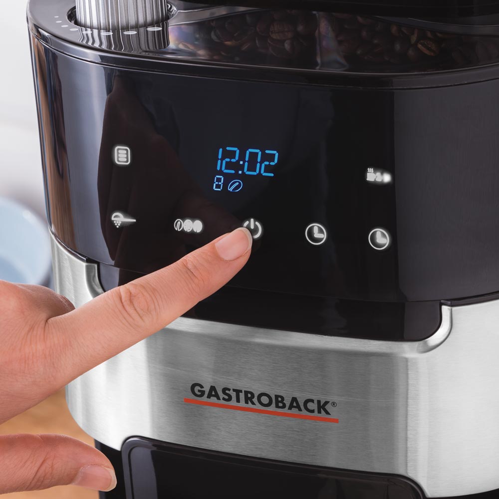 Cafetiera cu rasnita, Gastroback, Grind&Brew Pro Thermo, 8 cani, negru