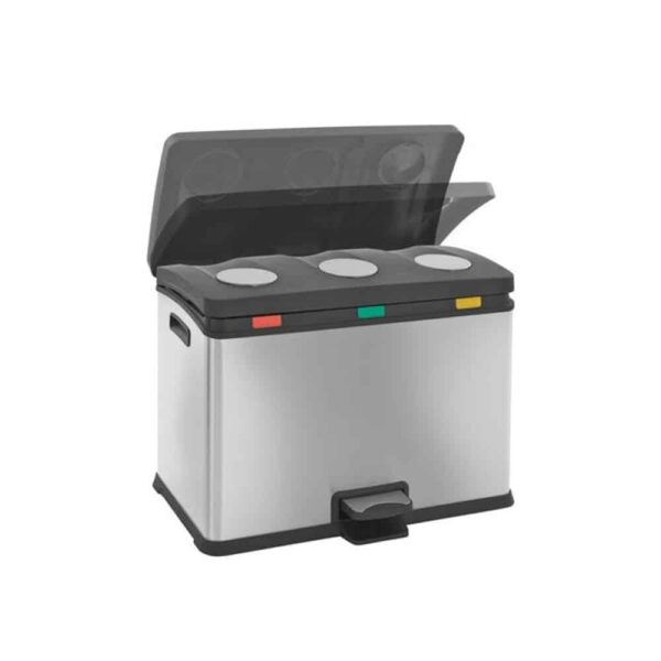 Cos de gunoi cu pedala, EKO, Rejoice, 12+12+12 litri, 3 compartimente, inox