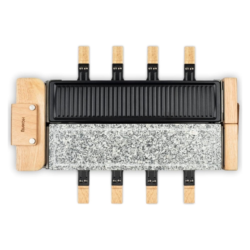 Plita grill si raclette, H.Koenig, 1400 W, 8 persoane, maro deschis