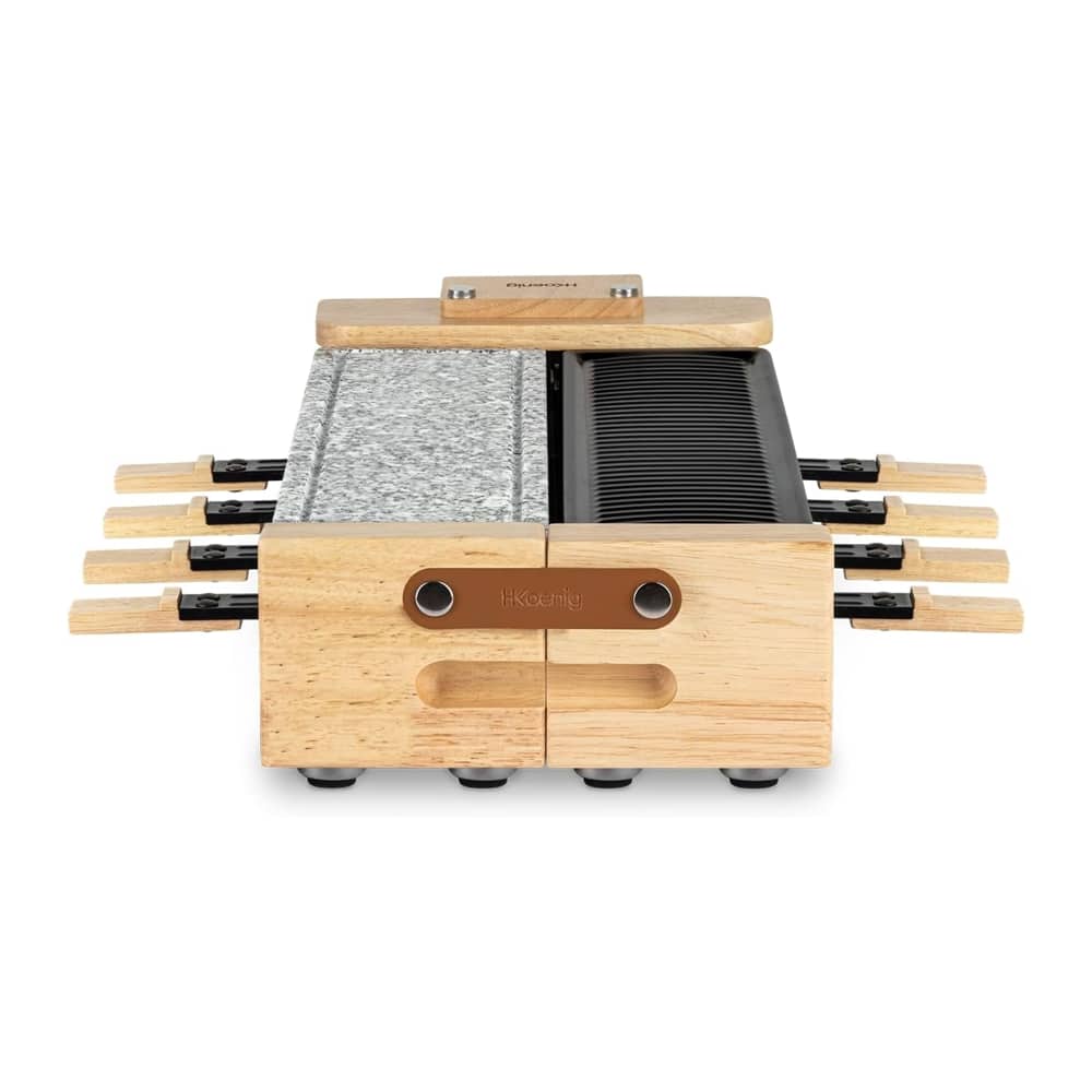 Plita grill si raclette, H.Koenig, 1400 W, 8 persoane, maro deschis