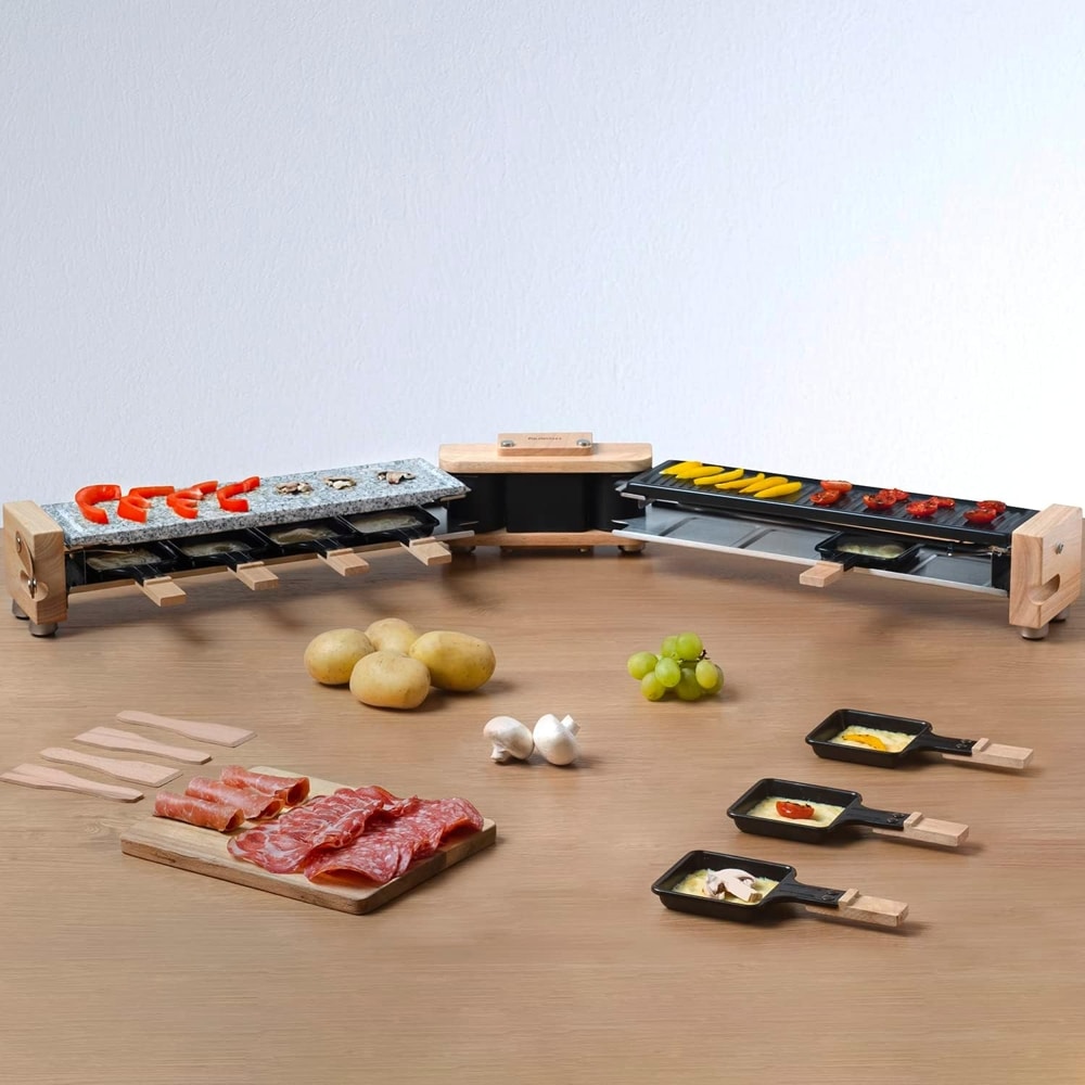 Plita grill si raclette, H.Koenig, 1400 W, 8 persoane, maro deschis