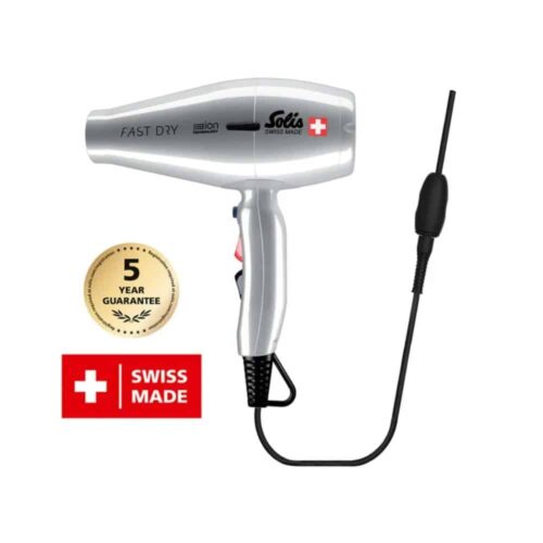Uscator de par profesional, Solis, Fast Dry 360° Ionic, 2200 W, inox