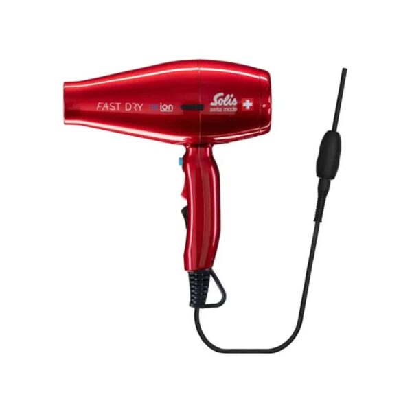 Uscator de par profesional, Solis, Fast Dry 360° Ionic, 2200 W, rosu