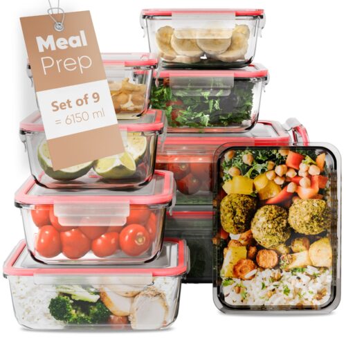 Set 9 caserole din sticla cu capac, Classbach, C-FHD4011G​​​​​​