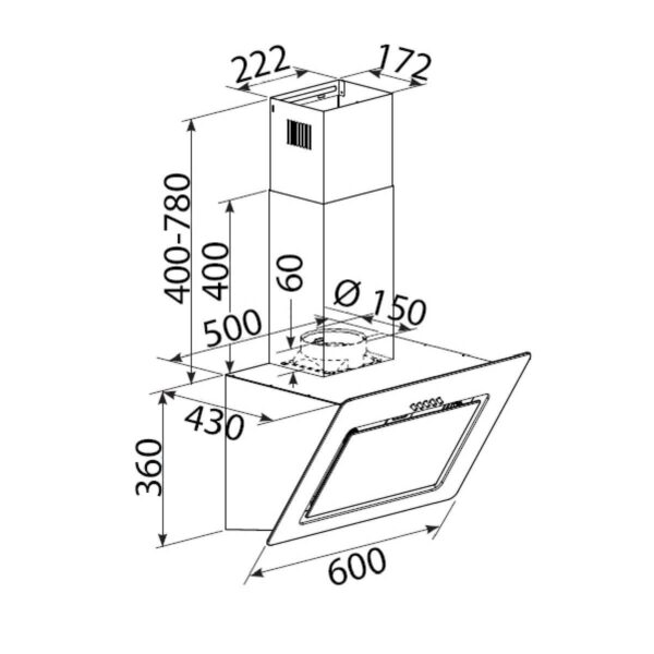 Hota decorativa, Bomann, DU771.1GW, 603 m³/h, 60 cm, alb