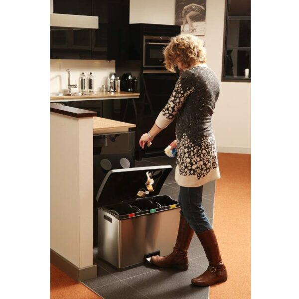 Cos de gunoi cu pedala, EKO, Rejoice, 12+12+12 litri, 3 compartimente, inox