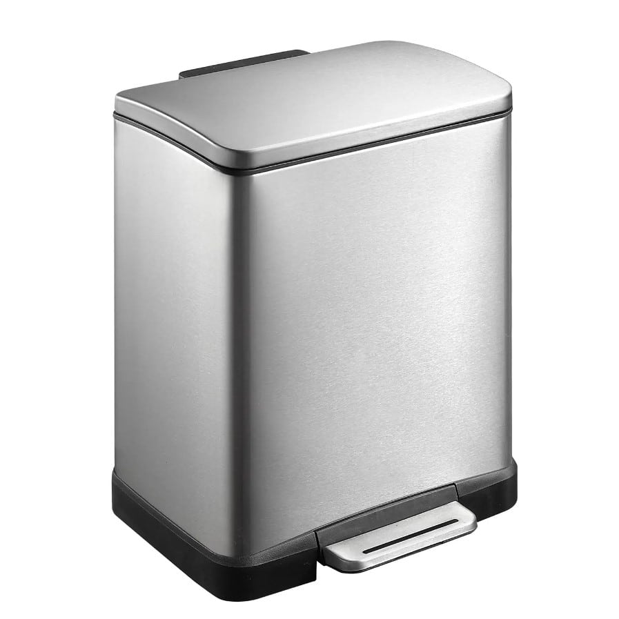 Cos de gunoi cu pedala, EKO, E-Cube, 10+9 litri, 2 compartimente, inox