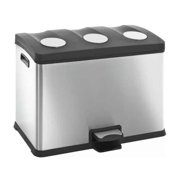 Cos de gunoi cu pedala, EKO, Rejoice, 12+12+12 litri, 3 compartimente, inox