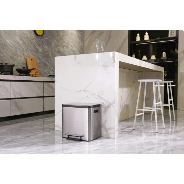 Cos de gunoi cu pedala, EKO, EcoCasa, 30 litri, 1 compartiment, inox