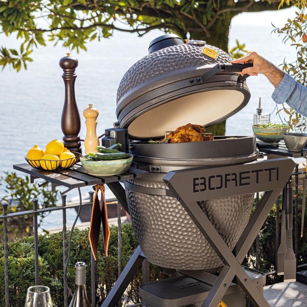 Gratar cu carbuni si termometru integrat Kamado, Boretti, Ceramica Large, Ø 45 cm, antracit