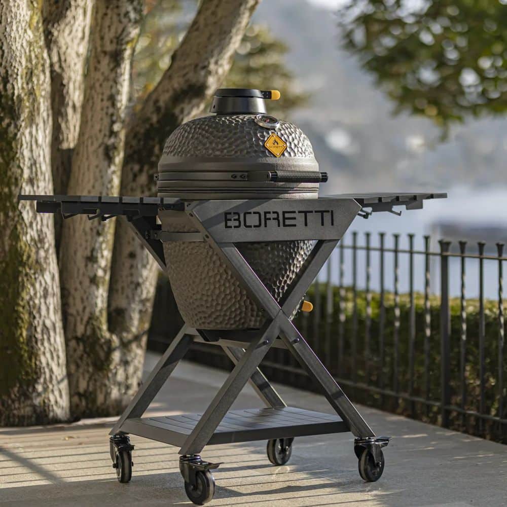 Gratar cu carbuni si termometru integrat Kamado, Boretti, Ceramica Large, Ø 45 cm, antracit