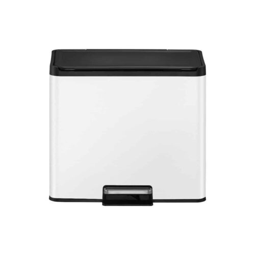Cos de gunoi cu pedala, EKO, Essential, 20+9 litri, 2 compartimente, alb