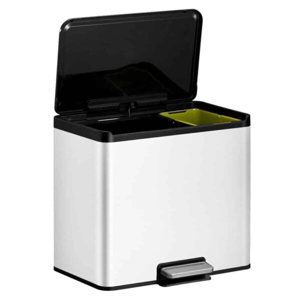 Cos de gunoi cu pedala, EKO, Essential, 20+9 litri, 2 compartimente, alb