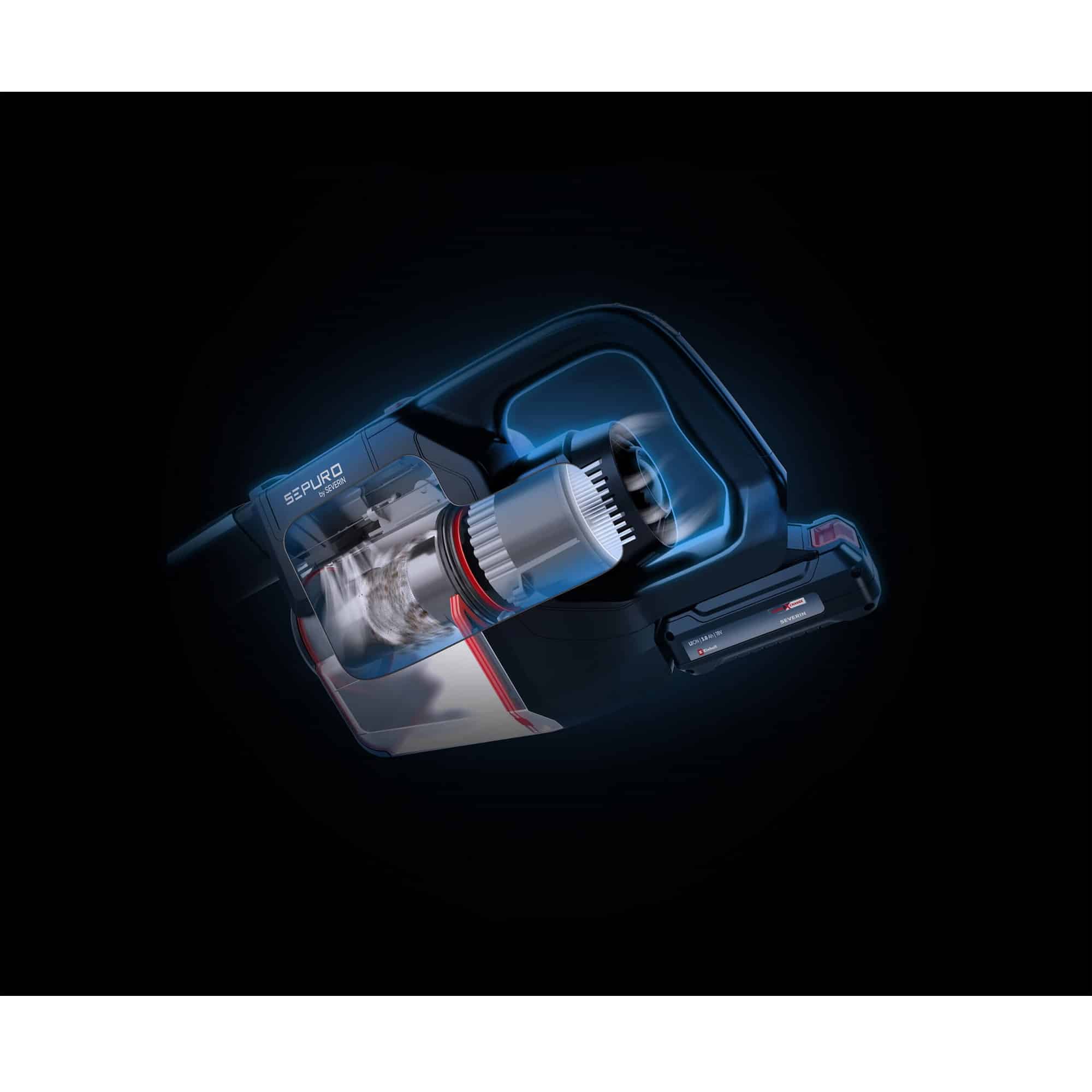 Aspirator vertical si de mana, fara sac, Severin, Sepuro Pro, 3000 mAh, antracit