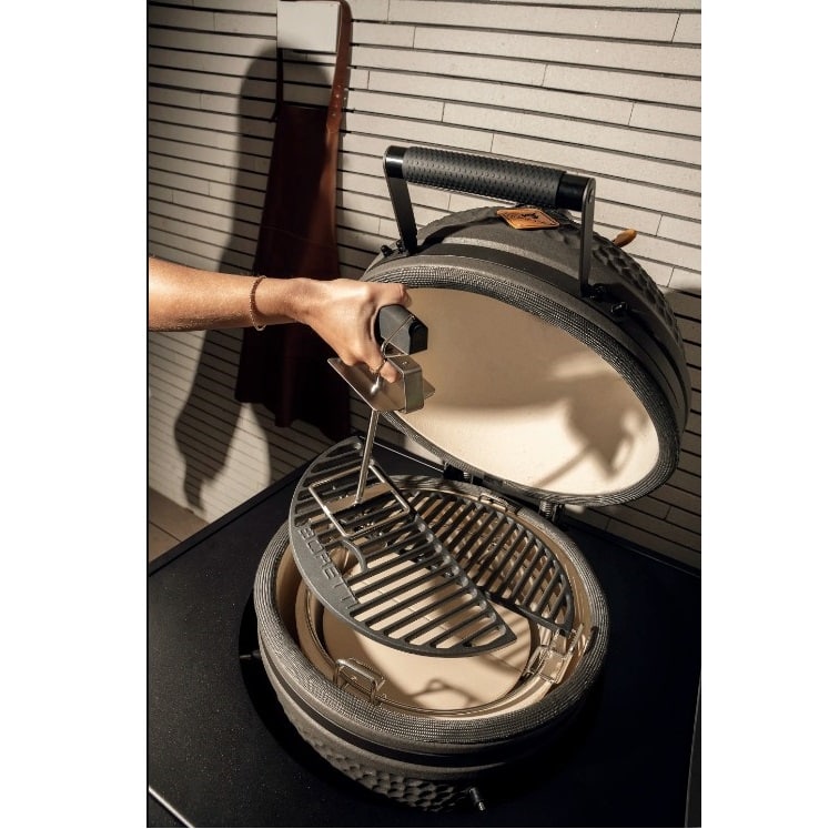 Gratar cu carbuni si termometru integrat Kamado, Boretti, Ceramica Large, Ø 45 cm, antracit