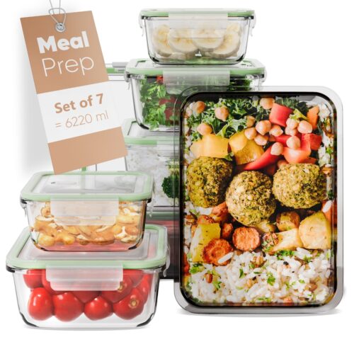 Set 7 caserole sticla pentru alimente, Classbach, C-FHD4010G