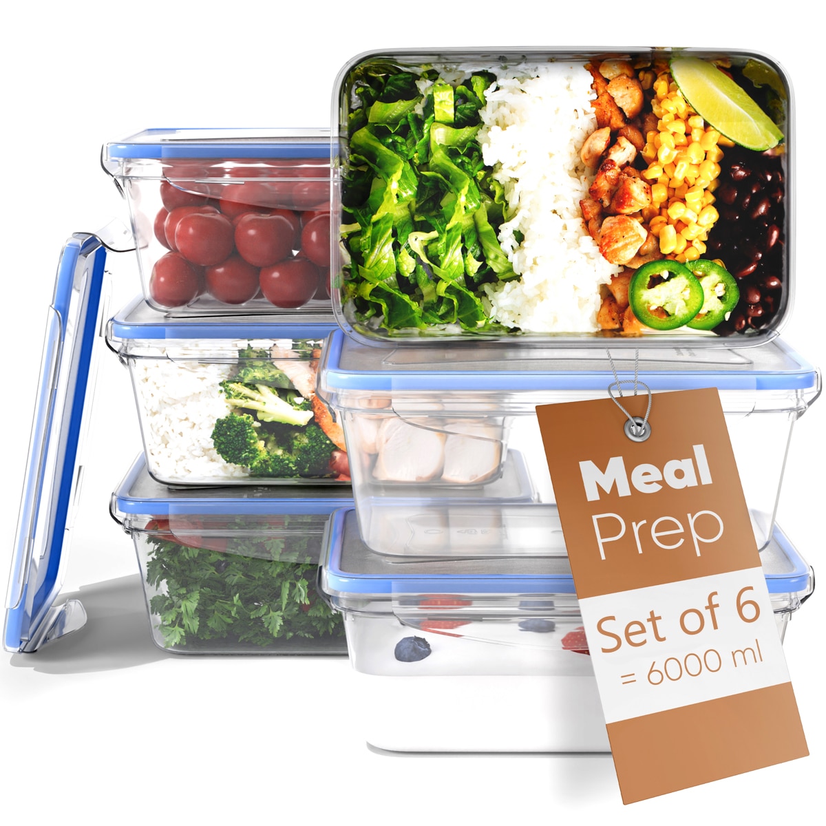 Set 6 caserole pentru alimente, Classbach, C-FHD4023K, 6 X 1000 ml