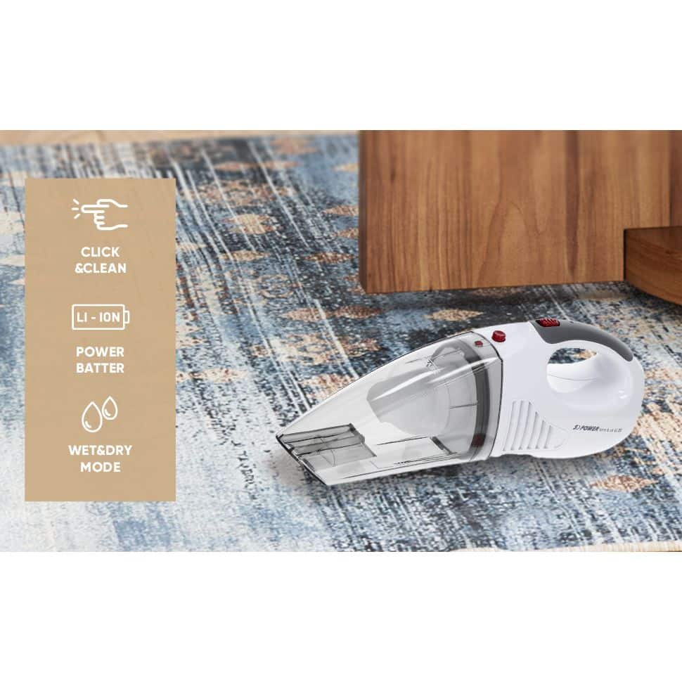 Aspirator de mana, fara sac, Severin, S´power® home&car, 2000 mAh, alb