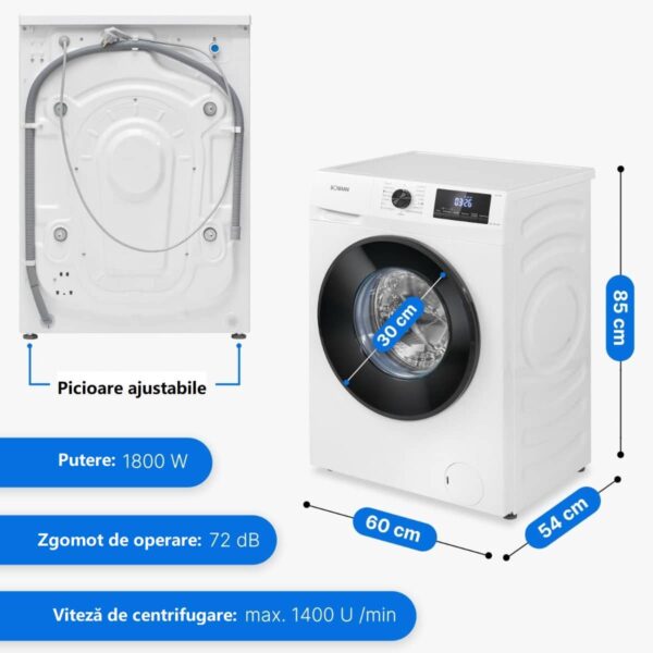 Masina de spalat rufe, Bomann, WA7185, 8 kg, 1400 rpm, alb