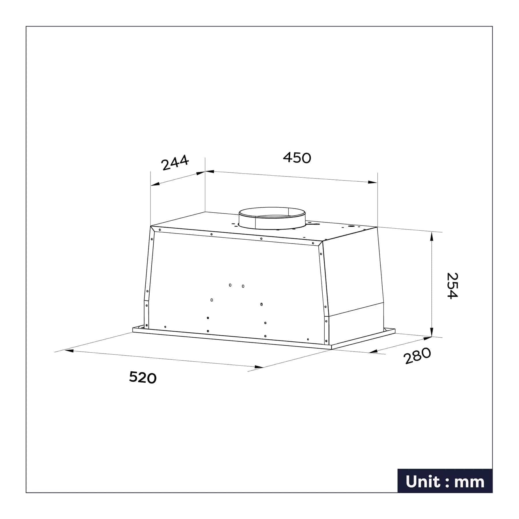 Hota incorporabila, Ciarra, CBCS5913-S, 600 m³/h, 52 cm, inox