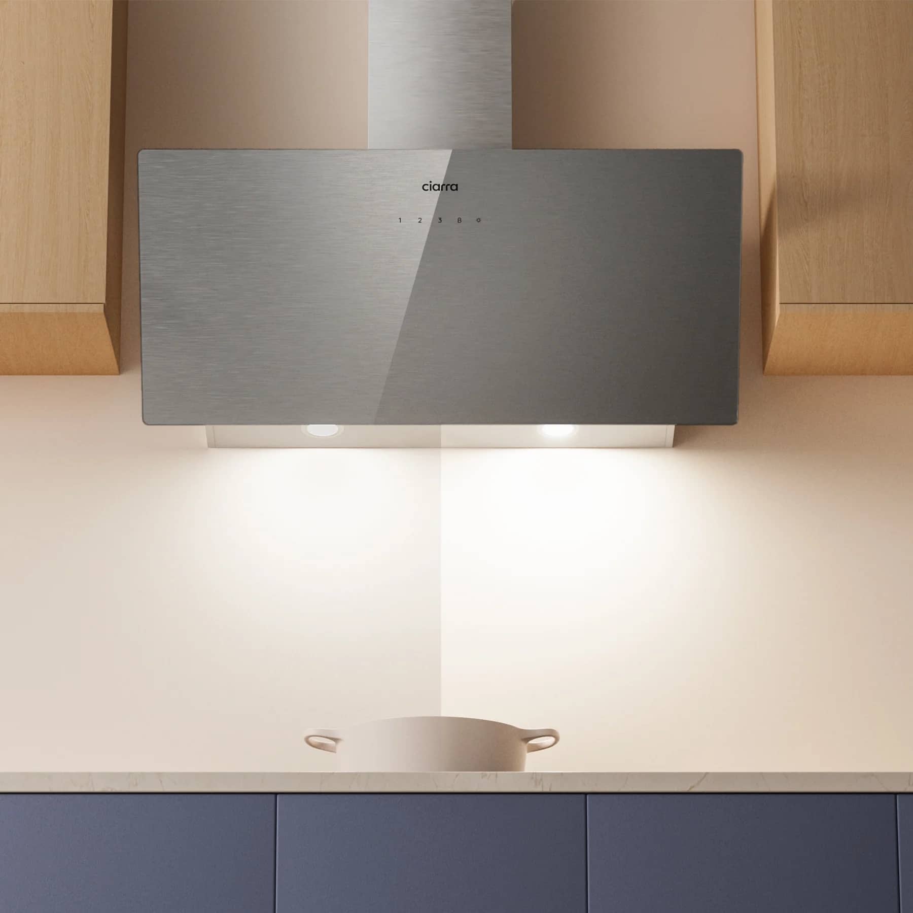 Hota decorativa, Ciarra, CBCS9736H-S, 650 m³/h, 90 cm, gri