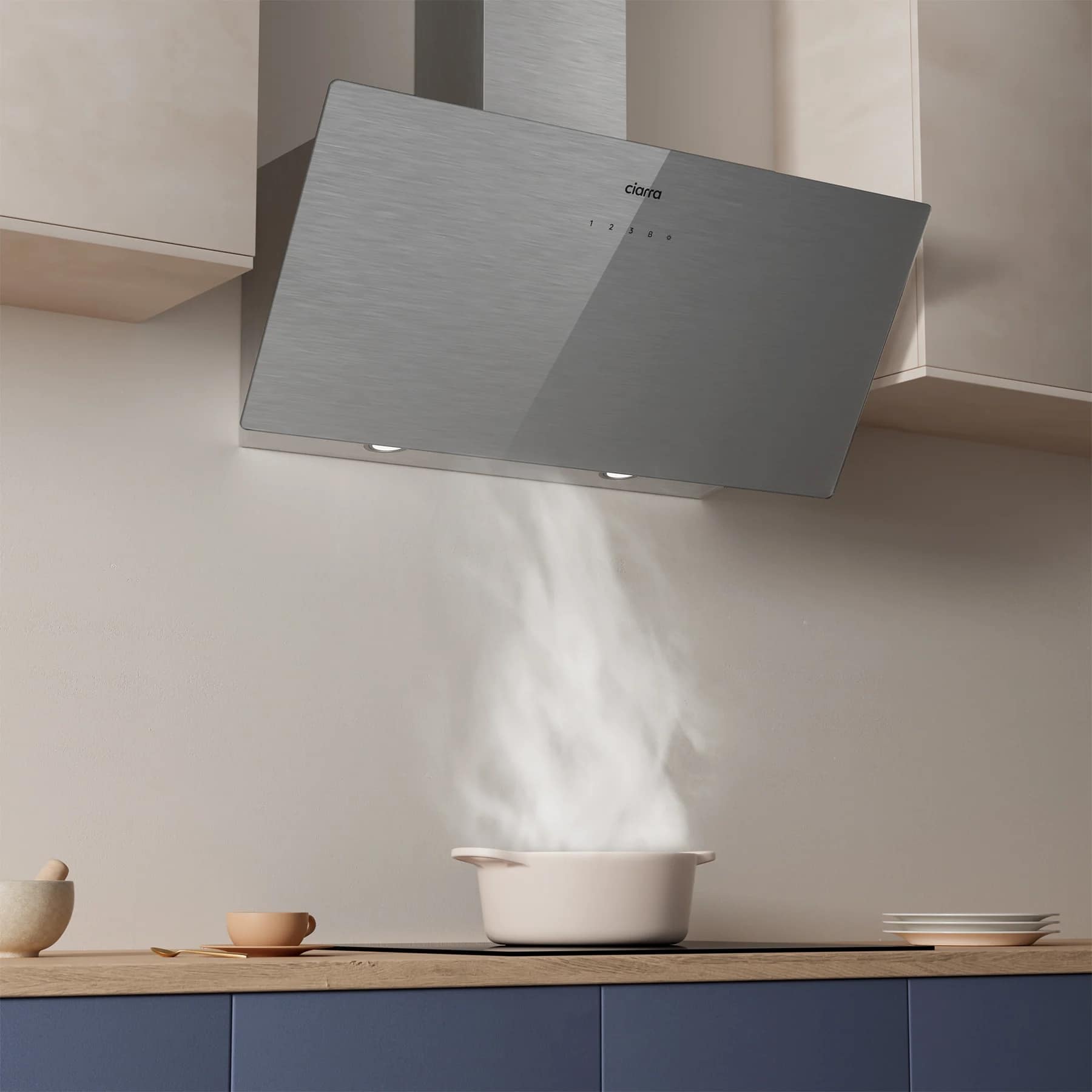 Hota decorativa, Ciarra, CBCS9736H-S, 650 m³/h, 90 cm, gri