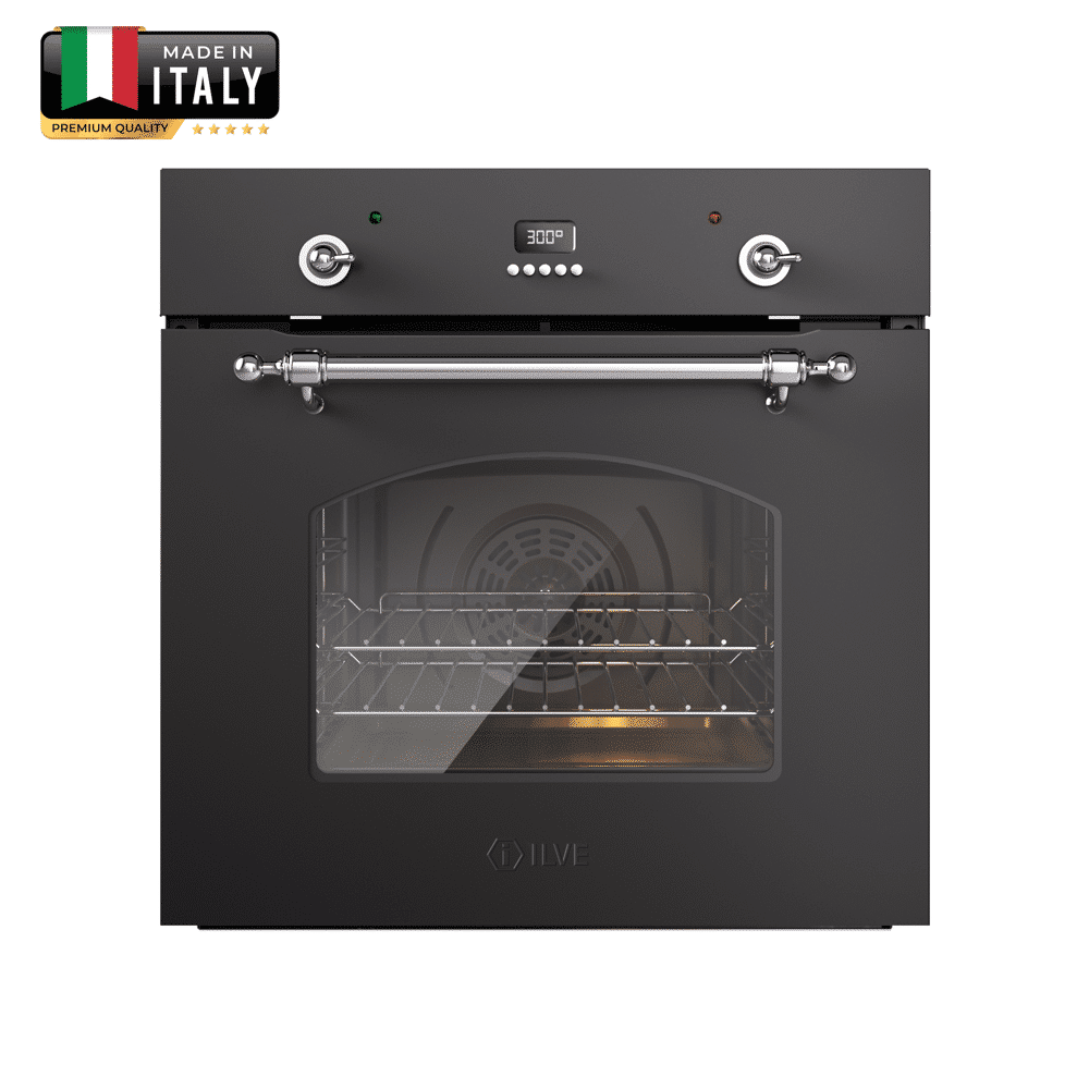 Cuptor electric cu convectie incorporabil, 65 litri, ILVE, Nostalgie, OV60SNE3/MGC, negru/argintiu