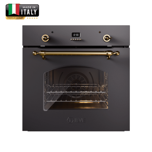 Cuptor electric cu convectie incorporabil, 65 litri, ILVE, Nostalgie, OV60SNE3/MGG, negru/auriu