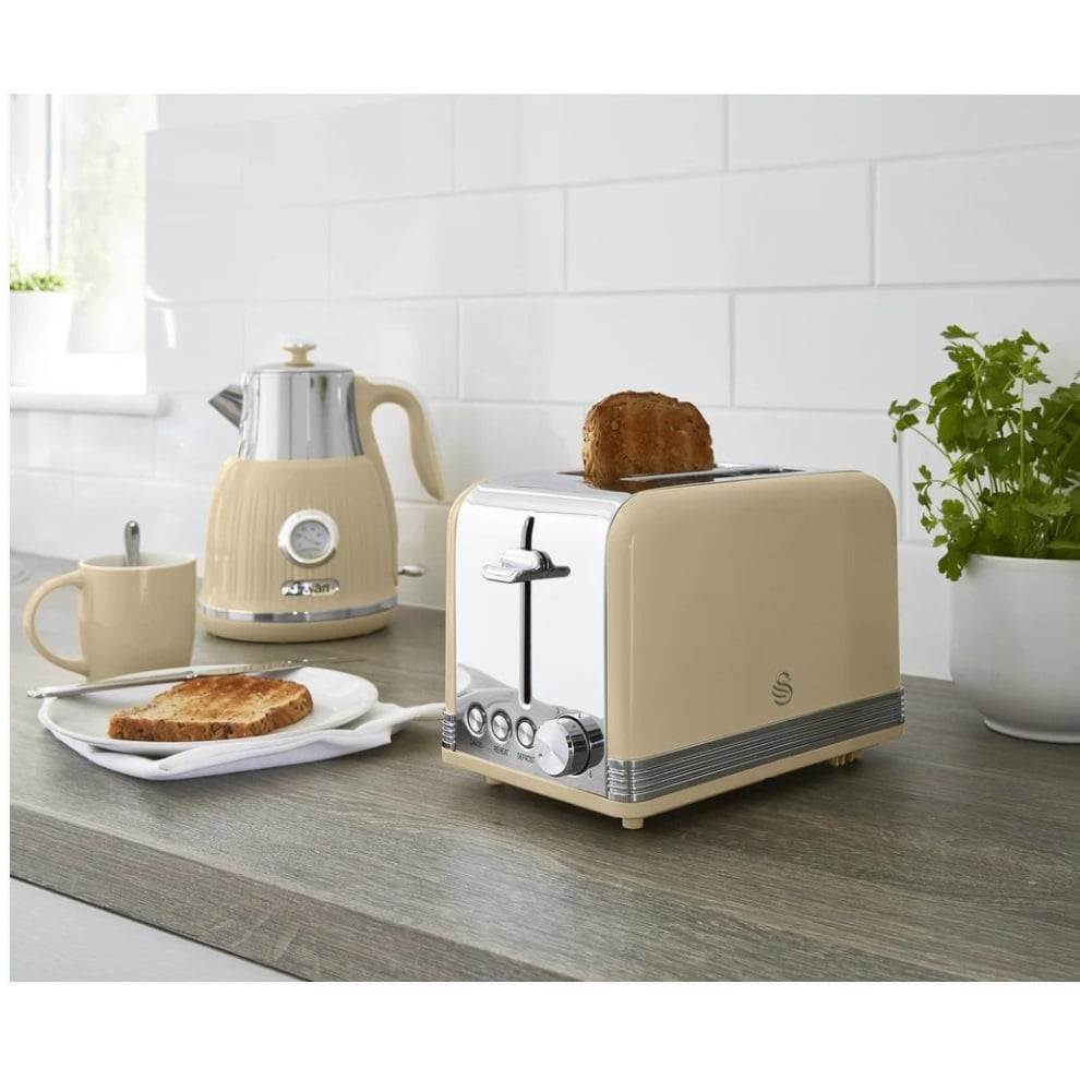 Prajitor de paine, Swan, Retro, ST19010CNEU, 2 felii, 815 W, crem