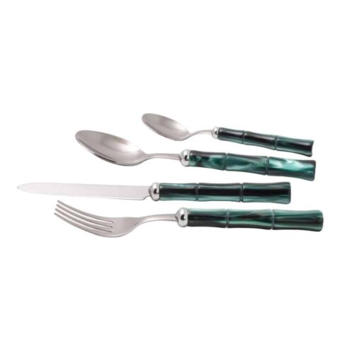 Set 24 tacamuri Bamboo, Rivadossi Sandro, 6 persoane - 5724A06, verde smarald