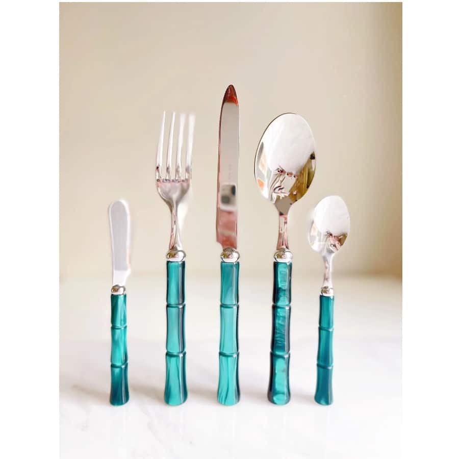 Set 24 tacamuri Bamboo, Rivadossi Sandro, 6 persoane - 5724A06, verde smarald