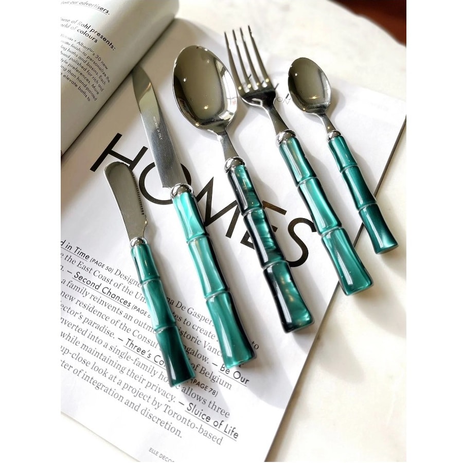 Set 24 tacamuri Bamboo, Rivadossi Sandro, 6 persoane - 5724A06, verde smarald