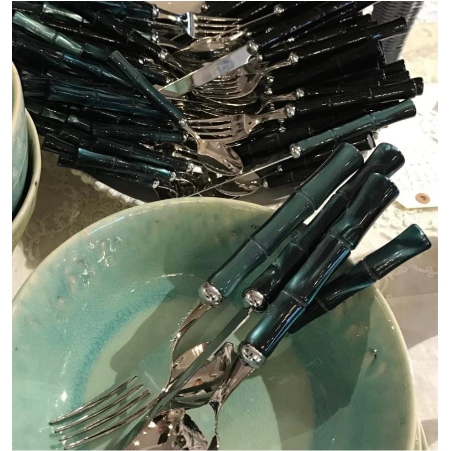 Set 24 tacamuri Bamboo, Rivadossi Sandro, 6 persoane - 5724A06, verde smarald