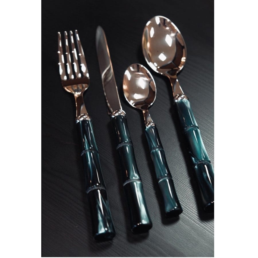 Set 24 tacamuri Bamboo, Rivadossi Sandro, 6 persoane - 5724A06, verde smarald