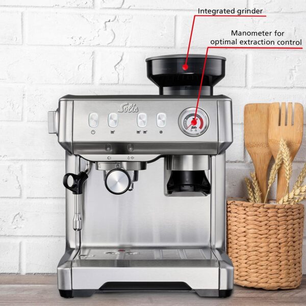 Espressor semiautomat cu rasnita, Solis, Grind&Infuse Compact, 220 g, inox