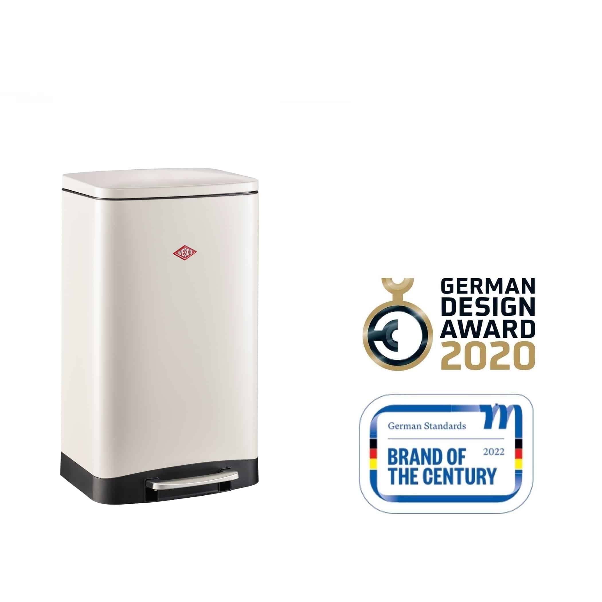 Cos de gunoi cu pedala, WESCO Germany, Towerkick, 40 litri, 1 compartiment, crem mat